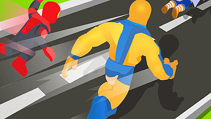 Graj w Superhero Transform Change Race online za darmo